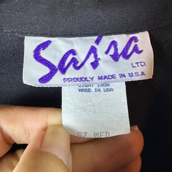 Vintage Sassa Western Button Shirt Womens M Black Rodeo Concert Festival Cowgirl - Picture 7 of 10